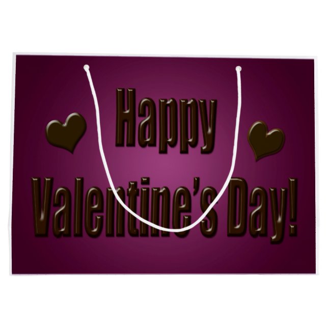 Purple Chocolate Happy Valentine Large Gift Bag (Back)