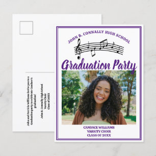 Purple Choir Photo High School Graduation Party Invitation Postcard
