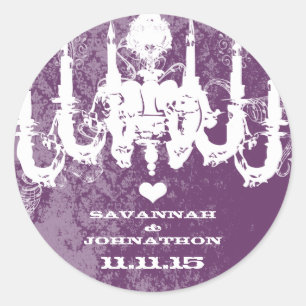 Purple Choose Colour Vintage Chandelier Classic Round Sticker