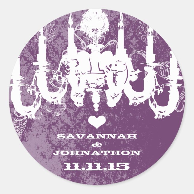 Purple Choose Colour Vintage Chandelier Classic Round Sticker (Front)