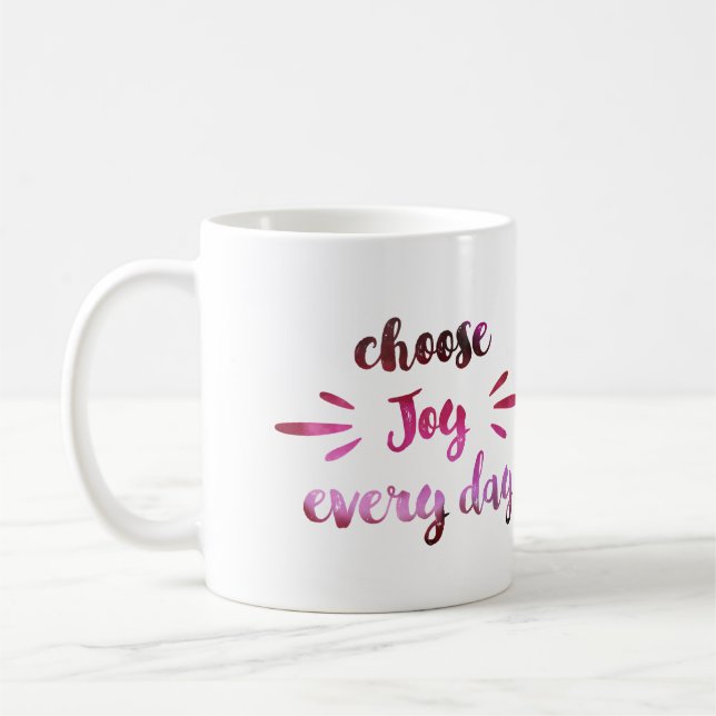 Purple Choose joy every day motivational quote Coffee Mug (Left)