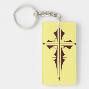 Purple Christian Cross Key Ring