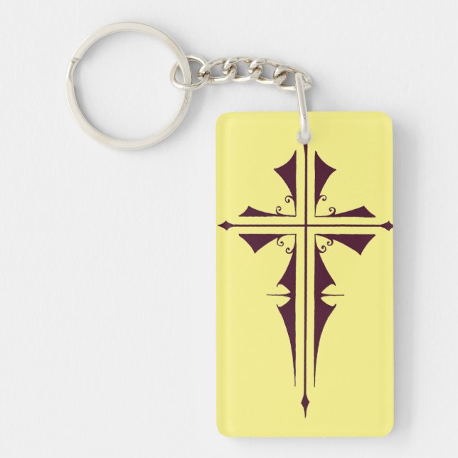 Purple Christian Cross Key Ring (Front)