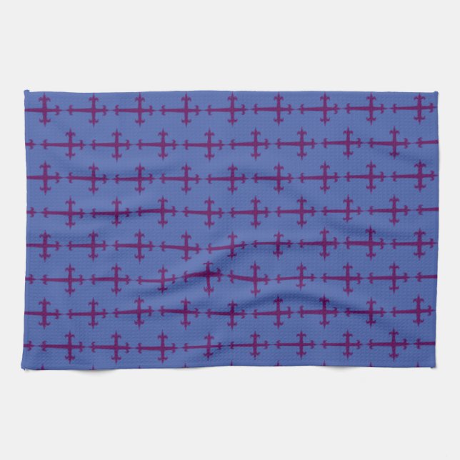 Purple Christian Cross Tea Towel (Horizontal)