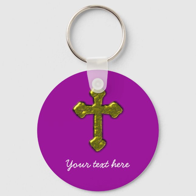 Purple Christian Customisable Key Ring (Front)