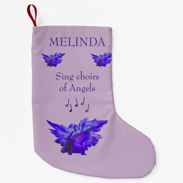 Purple Christmas Angel Stocking, Small Small Christmas Stocking (Front)