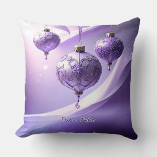 Purple Christmas Ball Holiday Throw Pillow