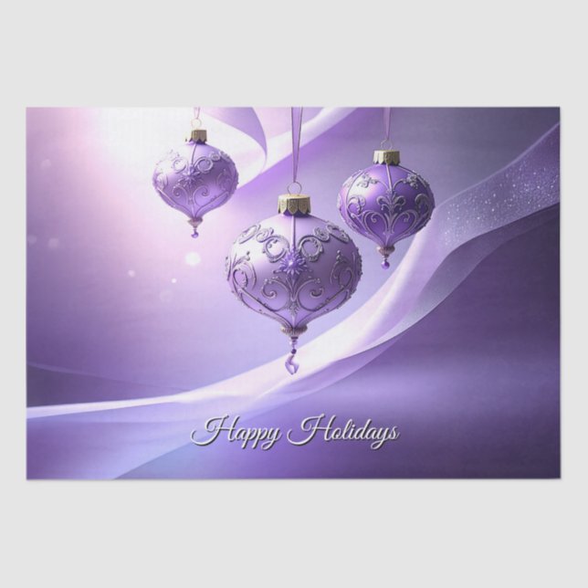 Purple Christmas Ball Holiday Tissue Paper (Front)