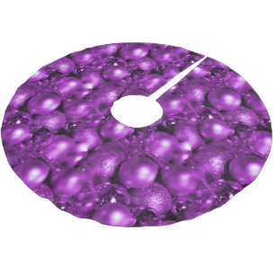 Purple Christmas Baubles Brushed Polyester Tree Skirt