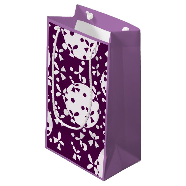Purple Christmas Bells Holiday Pattern Small Gift Bag (Front Angled)