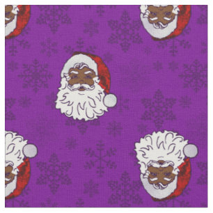 purple christmas black santa snowflakes fabric