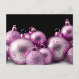 Purple Christmas Bulbs Holiday Postcard