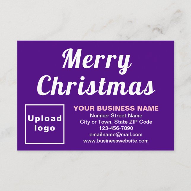 Purple; Christmas; Business; Small Flat Greeting Card (Front)