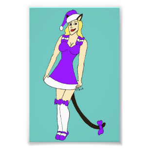 Purple Christmas catgirl Photo Print