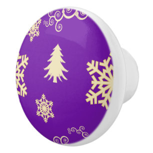 Purple Christmas Ceramic Knob