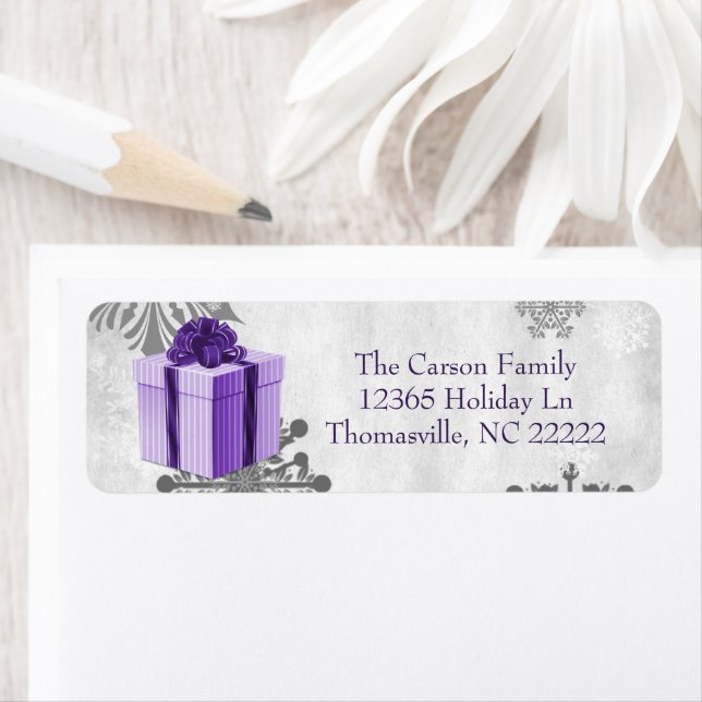Purple Christmas Gift Address Label (Insitu)
