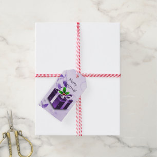 Purple Christmas Gift Box Gift Tag