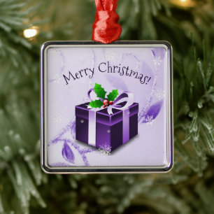 Purple Christmas Gift Ceramic Ornament