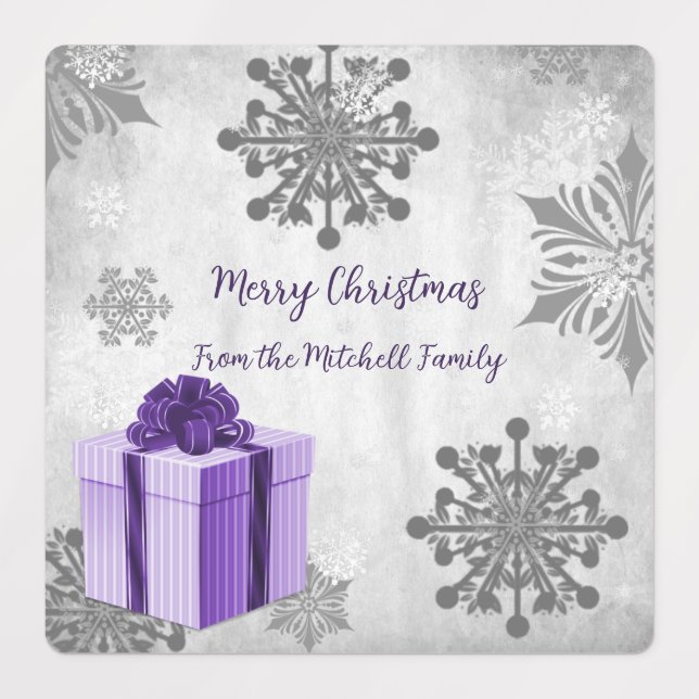 Purple Christmas Gift Holiday Baking Labels (Design 1)