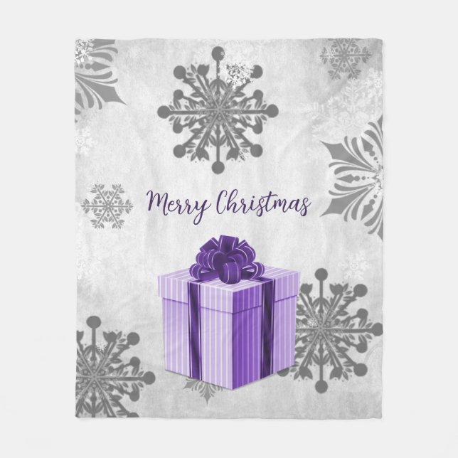 Purple Christmas Gift Holiday Fleece Blanket (Front)