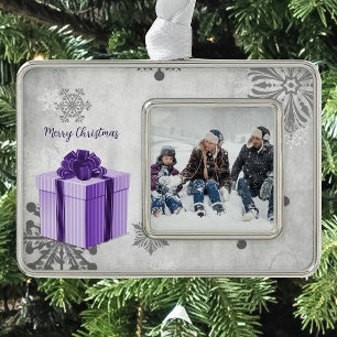 Purple Christmas Gift Holiday Ornament