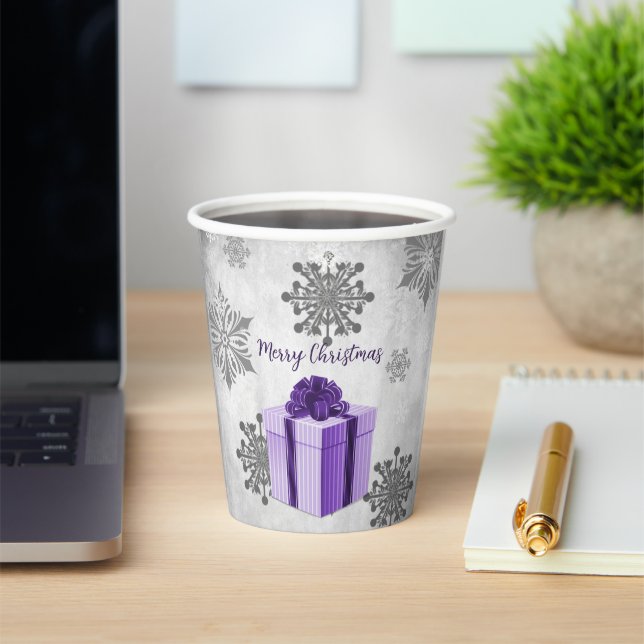 Purple Christmas Gift Holiday Paper Cup (Insitu)