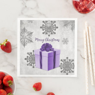 Purple Christmas Gift Holiday Paper Napkin