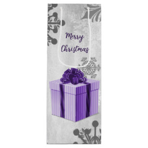 Purple Christmas Gift Holiday Wine Gift Bag