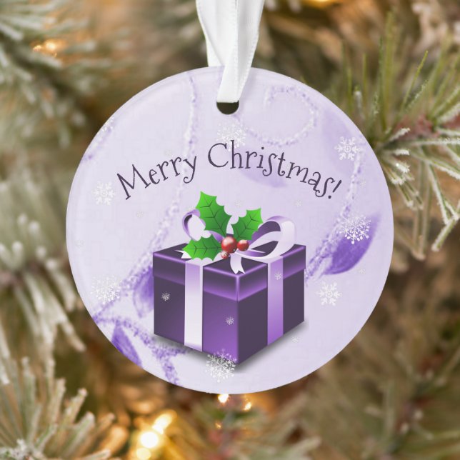 Purple Christmas Gift Ornament (Tree)