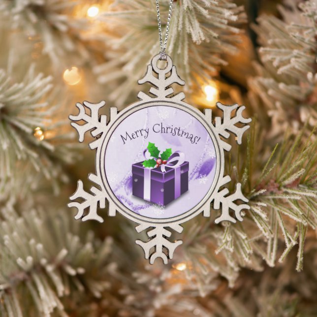 Purple Christmas Gift Ornament (Tree)