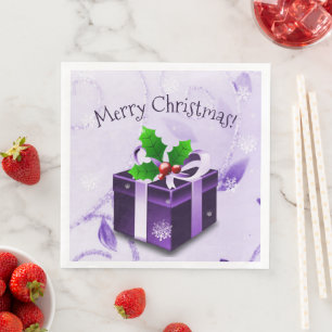 Purple Christmas Gift Paper Napkin