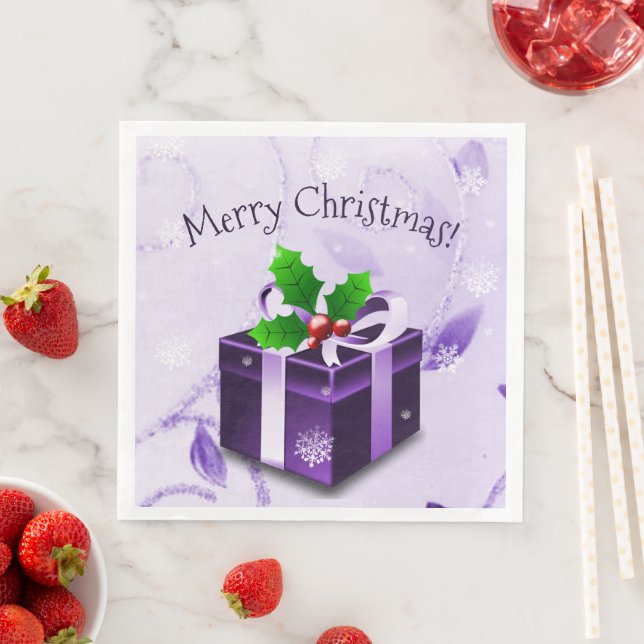 Purple Christmas Gift Paper Napkin (Insitu)