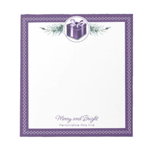 Purple Christmas Gift Personalised Notepad