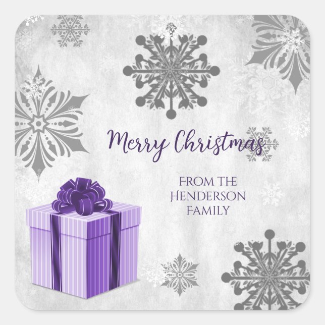 Purple Christmas Gift Sticker (Front)
