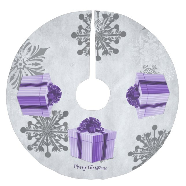 Purple Christmas Gift Tree Skirt (Front)