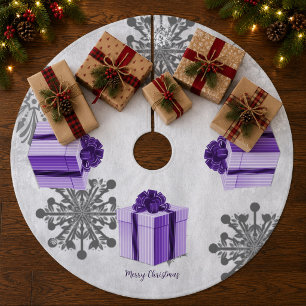 Purple Christmas Gift Tree Skirt