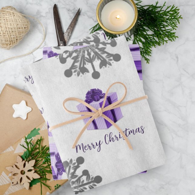 Purple Christmas Gift Wrapping Paper Sheets (Purple Christmas Gift Wrapping Paper Sheets)