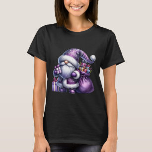 Purple Christmas Gnome With Santa G For Women Men T-Shirt