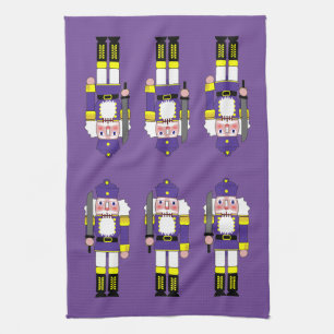 Purple Christmas Nutcrackers Tea Towel