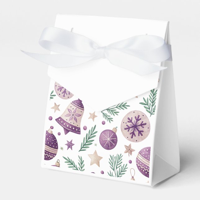 "Purple Christmas Ornament and Bell Favour Box" Box (Front Side)