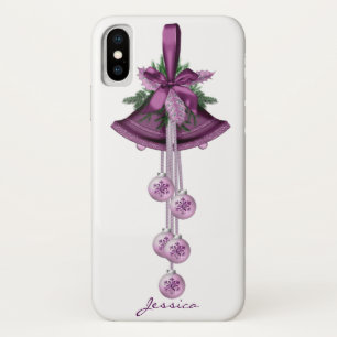 Purple Christmas Ornament Christmas Bells Holiday iPhone X Case