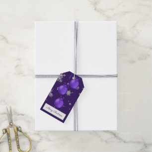 Purple Christmas Ornaments Gift Tag