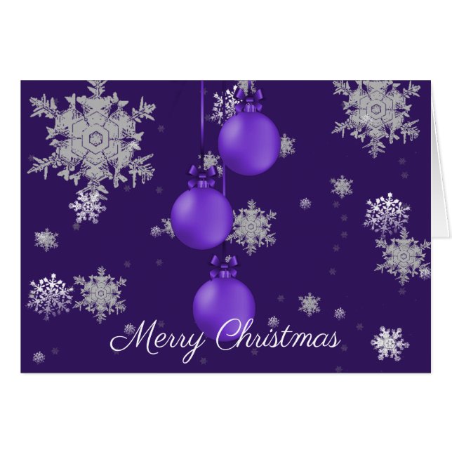 Purple Christmas Ornaments Greeting Card (Front Horizontal)