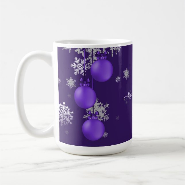 Purple Christmas Ornaments Mug (Left)