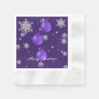 Purple Christmas Ornaments Paper Napkin