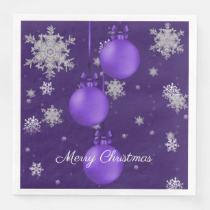 Purple Christmas Ornaments Paper Napkin