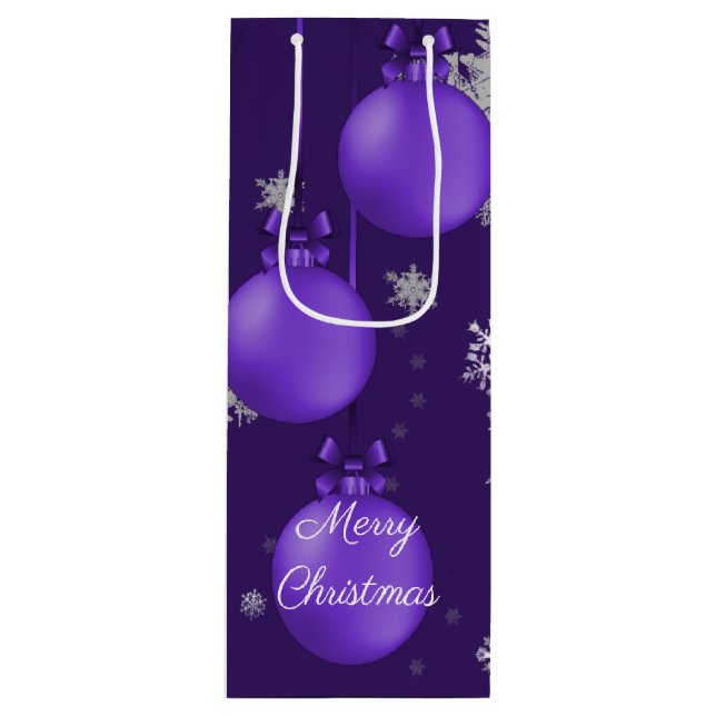 Purple Christmas Ornaments Wine Gift Bag (Front)