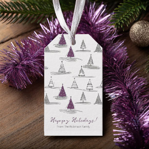 Purple Christmas Pattern#5 ID1009 Gift Tags