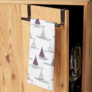 Purple Christmas Pattern#5 ID1009 Tea Towel