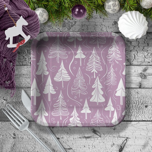 Purple Christmas Pattern#6 ID1009 Paper Plate (Creator Uploaded)